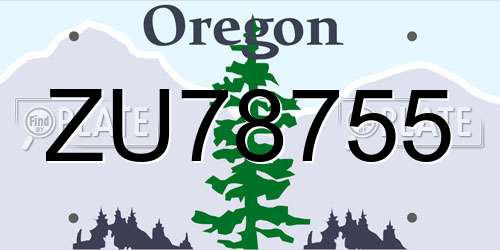 ZU78755 Oregon License Plate