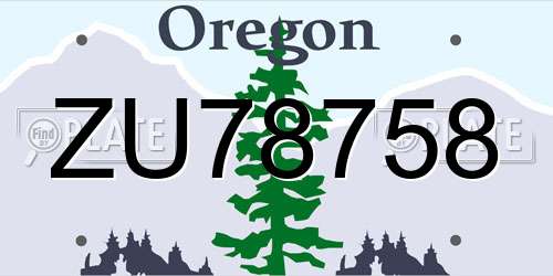 ZU78758 Oregon License Plate