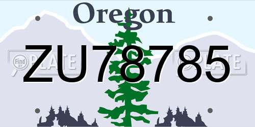 ZU78785 Oregon License Plate