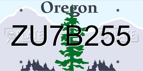 ZU7B255 Oregon License Plate