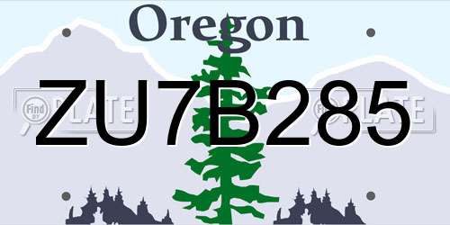 ZU7B285 Oregon License Plate