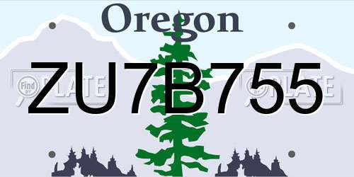 ZU7B755 Oregon License Plate