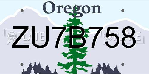 ZU7B758 Oregon License Plate