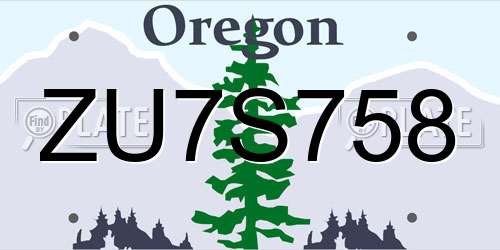 ZU7S758 Oregon License Plate