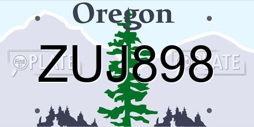 ZUJ898 Oregon License Plate