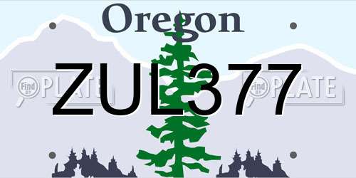 ZUL377 Oregon License Plate