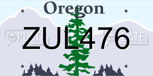 ZUL476 Oregon License Plate
