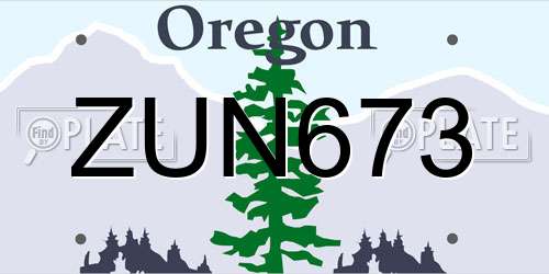 ZUN673 Oregon License Plate