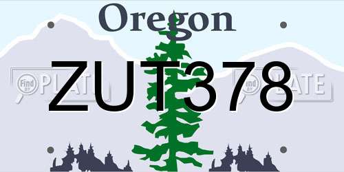 ZUT378 Oregon License Plate