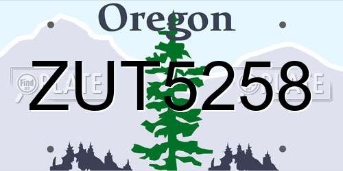 ZUT5258 Oregon License Plate