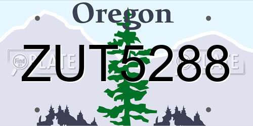 ZUT5288 Oregon License Plate