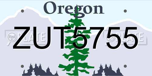ZUT5755 Oregon License Plate