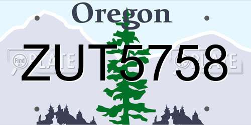 ZUT5758 Oregon License Plate