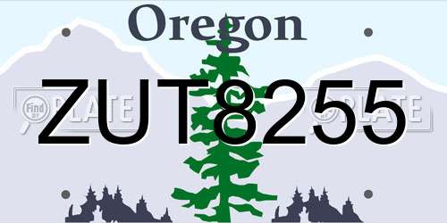 ZUT8255 Oregon License Plate