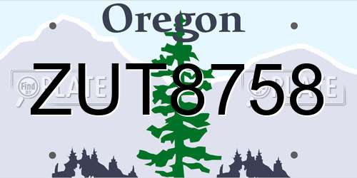 ZUT8758 Oregon License Plate