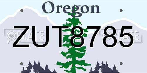 ZUT8785 Oregon License Plate