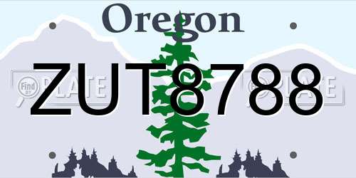 ZUT8788 Oregon License Plate