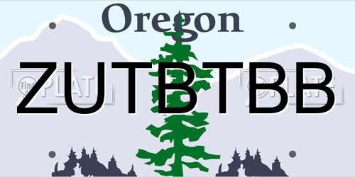 ZUTBTBB Oregon License Plate