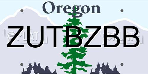 ZUTBZBB Oregon License Plate