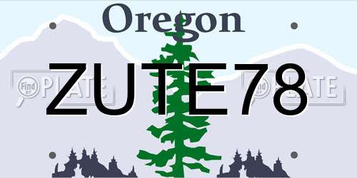 ZUTE78 Oregon License Plate