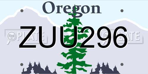 ZUU296 Oregon License Plate