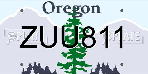 ZUU811 Oregon License Plate
