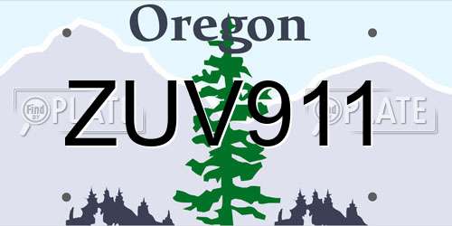 ZUV911 Oregon License Plate