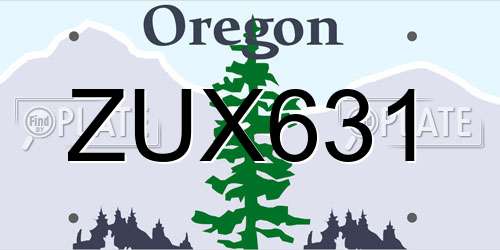ZUX631 Oregon License Plate