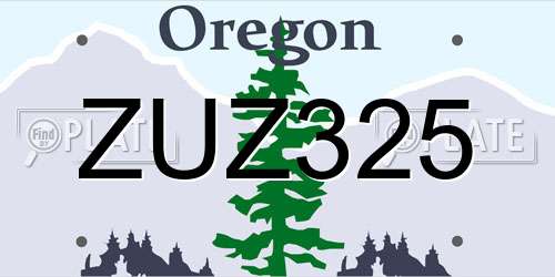ZUZ325 Oregon License Plate