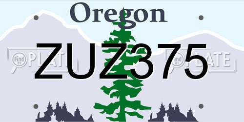 ZUZ375 Oregon License Plate
