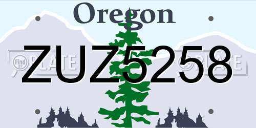 ZUZ5258 Oregon License Plate