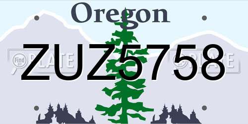 ZUZ5758 Oregon License Plate