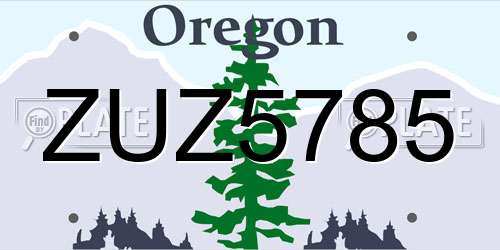 ZUZ5785 Oregon License Plate