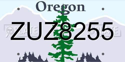 ZUZ8255 Oregon License Plate