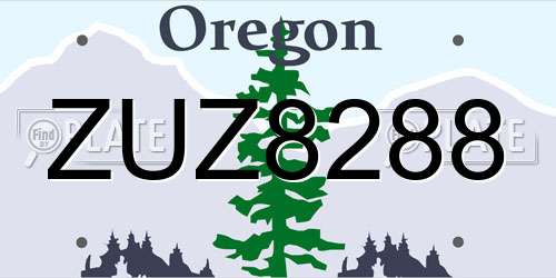 ZUZ8288 Oregon License Plate