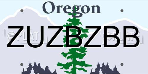 ZUZBZBB Oregon License Plate