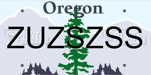 ZUZSZSS Oregon License Plate