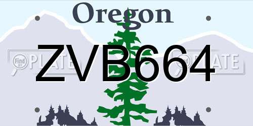 ZVB664 Oregon License Plate