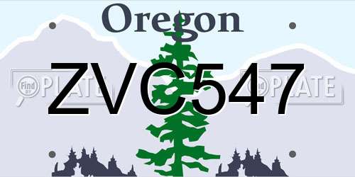 ZVC547 Oregon License Plate