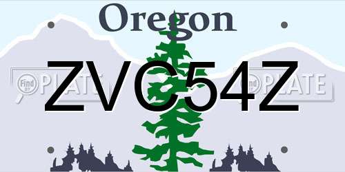 ZVC54Z Oregon License Plate