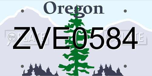 ZVE0584 Oregon License Plate