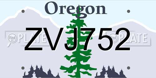 ZVJ752 Oregon License Plate