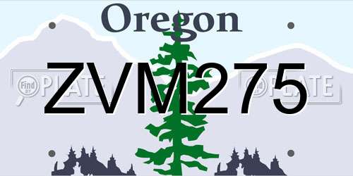 ZVM275 Oregon License Plate