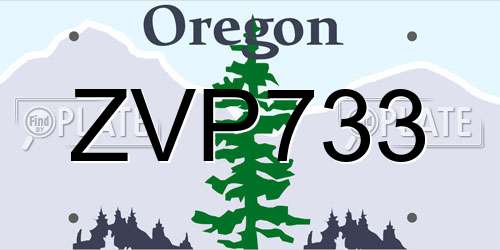 ZVP733 Oregon License Plate