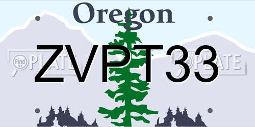 ZVPT33 Oregon License Plate