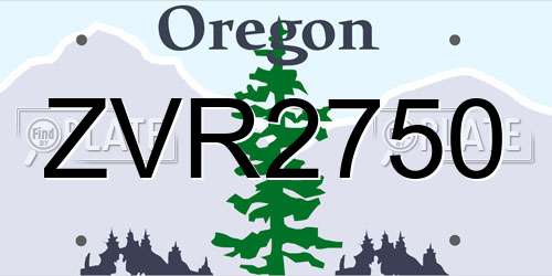 ZVR2750 Oregon License Plate