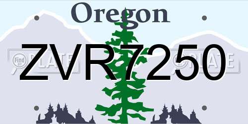 ZVR7250 Oregon License Plate