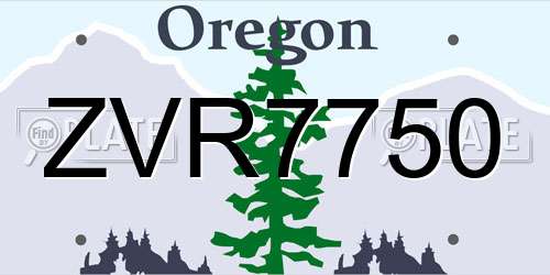 ZVR7750 Oregon License Plate