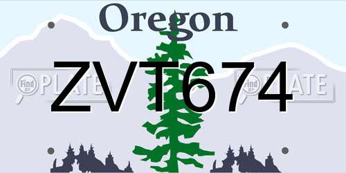 ZVT674 Oregon License Plate