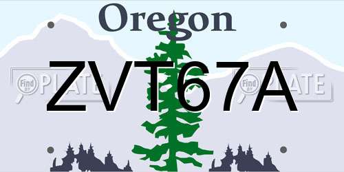 ZVT67A Oregon License Plate